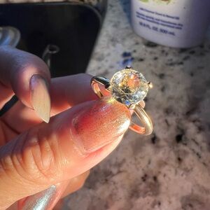 Gold and Silver Solitaire Simulated Diamond Ring